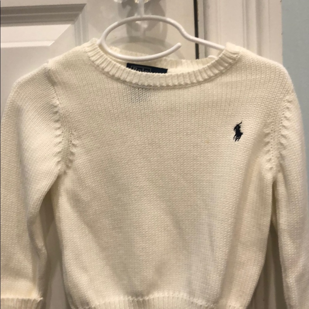 18M white Polo sweater with navy detail